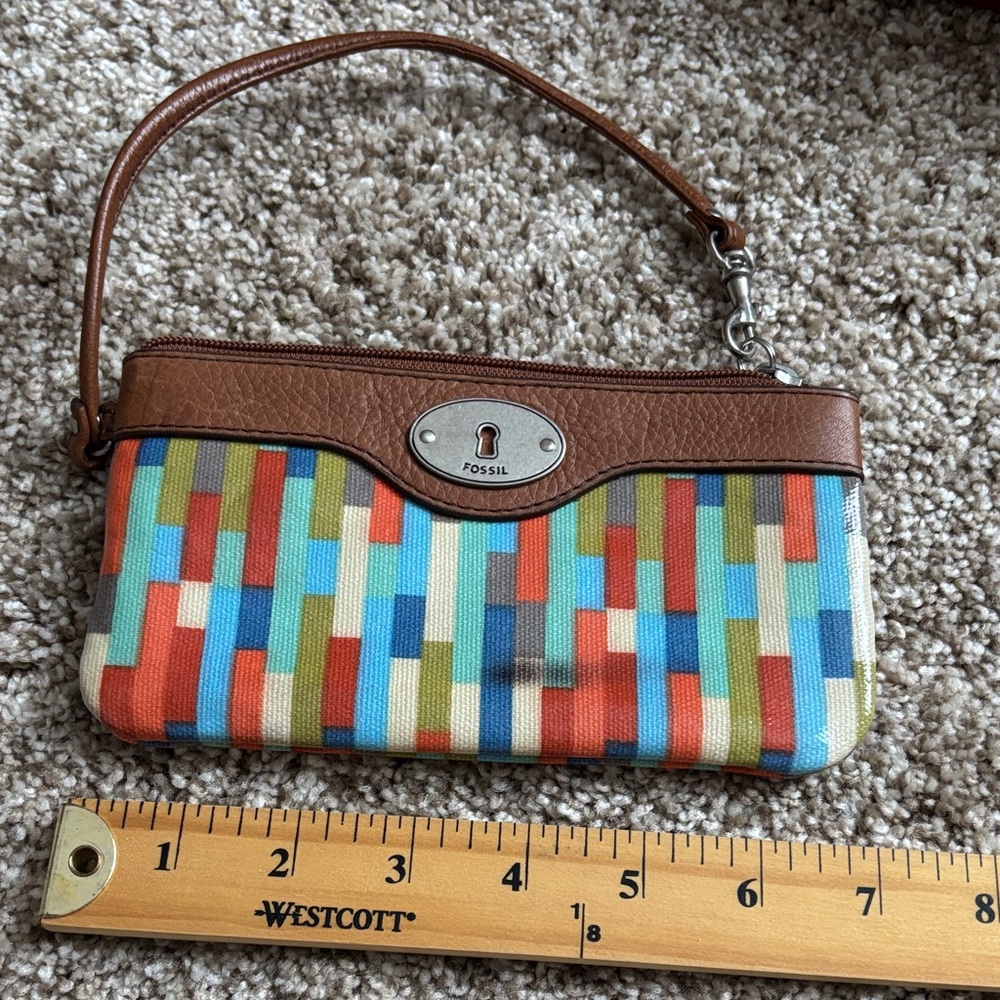 Fossil Multicolor Wristlet with Brown Trim